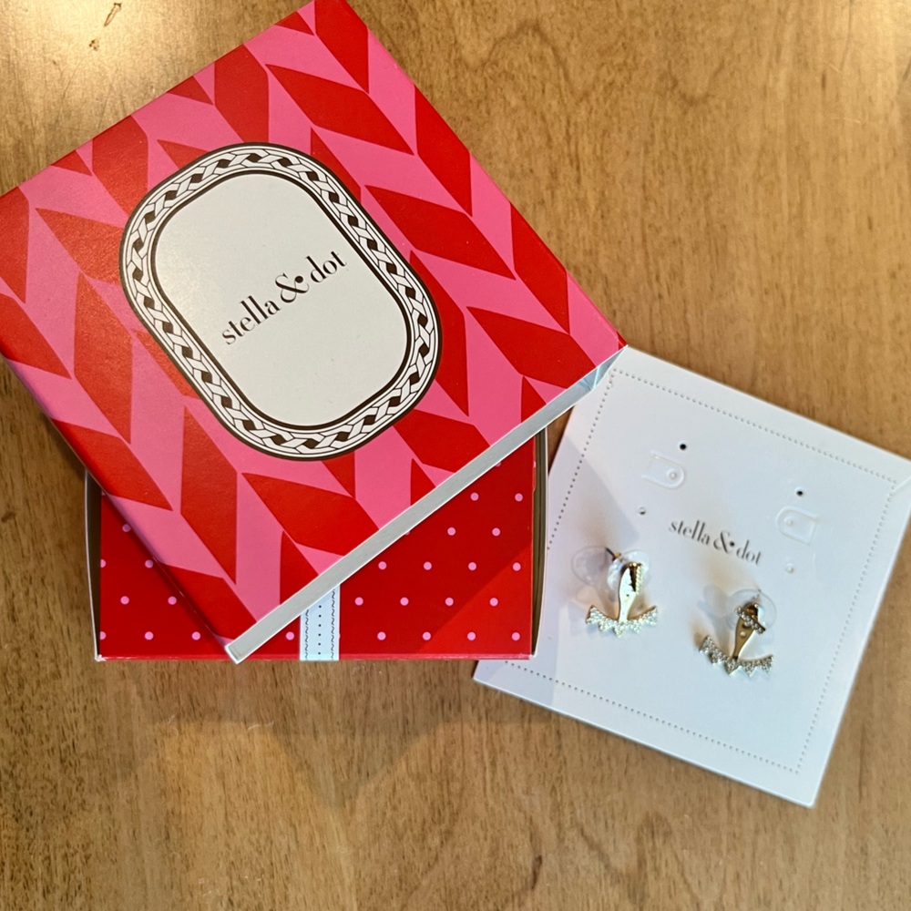 Stella and Dot Gold Pave Triangle Ear Jackets